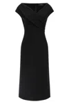 Ermanno Scervino Draped Neckline Midi Length Off-shoulder Dress In Black