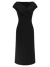 Ermanno Scervino Draped Neckline Midi Length Off-shoulder Dress In Black