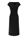 Ermanno Scervino Draped Neckline Midi Length Off-shoulder Dress In Black