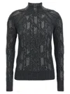 Ermanno Scervino Cable Knit Mock Neck Sweater With Ribbed Hem In Gray