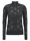 Ermanno Scervino Cable Knit Mock Neck Sweater With Ribbed Hem