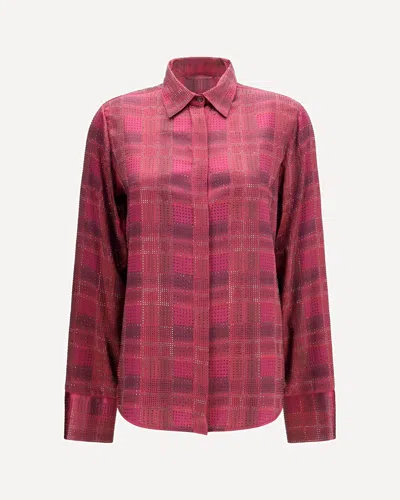 Ermanno Scervino Crystal Check Satin Shirt In Pink