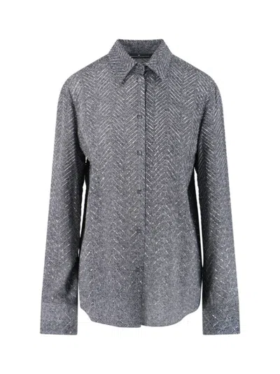 ERMANNO SCERVINO CRYSTAL DETAIL SHIRT - GREY