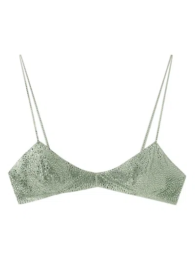Ermanno Scervino Crystal-embellished Bra In Green