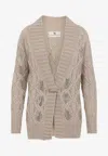 Ermanno Scervino Cable Knit Cardigan Crystal Embellishments In Multi