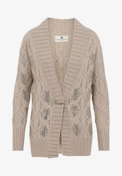 ERMANNO SCERVINO CRYSTAL-EMBELLISHED CABLE-KNIT CARDIGAN