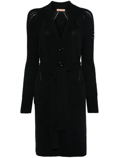 Ermanno Scervino Crystal-embellished Cardi-coat In Black