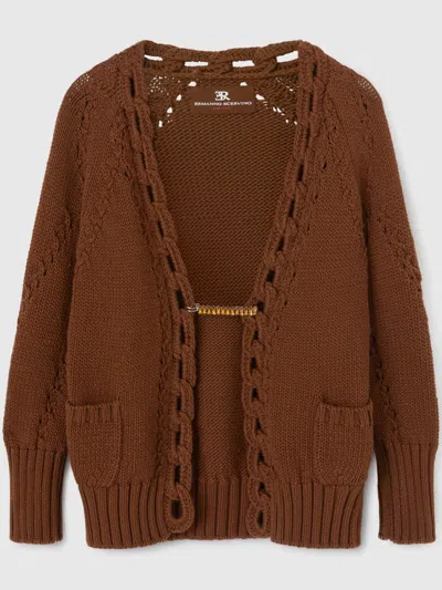 Ermanno Scervino Crystal-embellished Cardigan In Brown