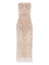 Ermanno Scervino Floral Embellished Sreapless Midi Dress In Brown