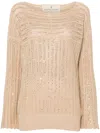 Ermanno Scervino Crystal-embellished Open-knit Jumper In 中性色