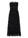 Ermanno Scervino Crystal-embellished Ruffled Midi Dress In Black