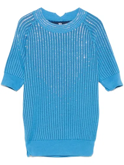Ermanno Scervino Crystal-embellished Top In Blue