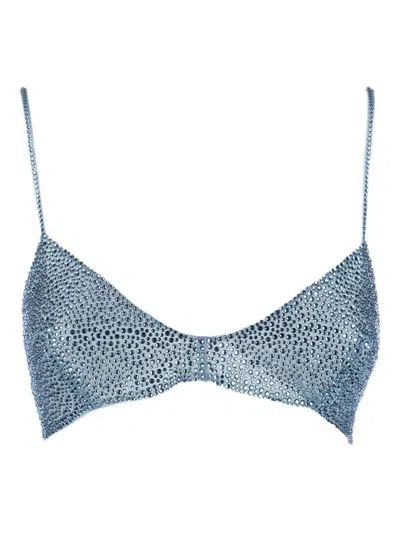 Ermanno Scervino Crystal-embellished Top In Blue