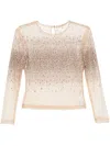 Ermanno Scervino Tulle Crystal Embellished Top In Neutrals