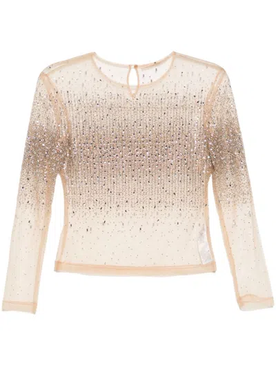 ERMANNO SCERVINO CRYSTAL-EMBELLISHED TULLE TOP
