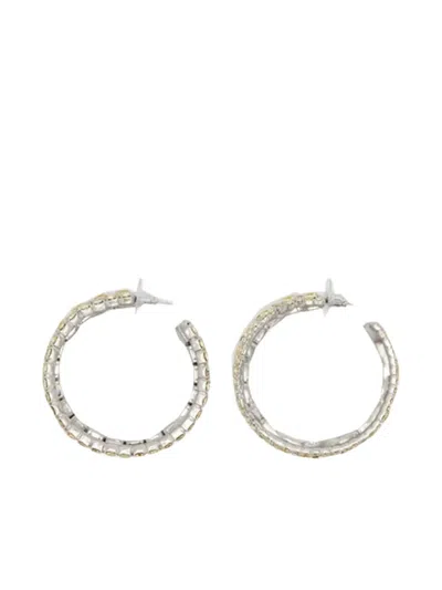 Ermanno Scervino Crystal Hoop Earrings In White