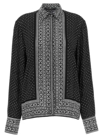 Ermanno Scervino Crystal Shirt Long Sleeves Patterned Cuffs In Black