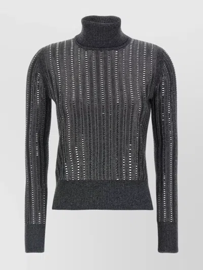 ERMANNO SCERVINO CRYSTAL SWEATER TURTLENECK SHEER PANELS