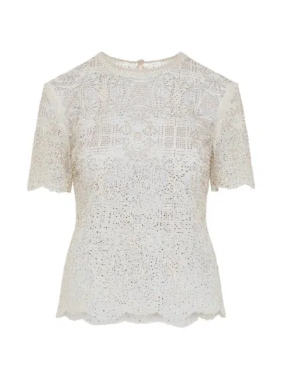 Ermanno Scervino Crystal-embellished Blouse In Neutral