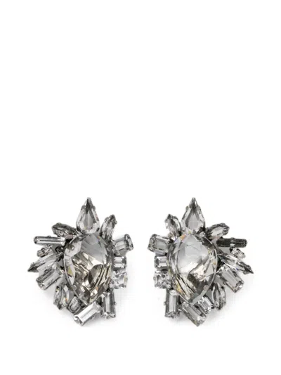 Ermanno Scervino Crystal-embellished Clip-on Earrings In Metallic