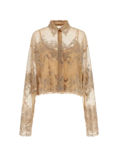 Ermanno Scervino Crystal-embellished Embroidered Shirt In Multi