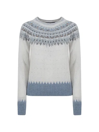 Ermanno Scervino Crystal-embellished Fair Isle Sweater In Multi