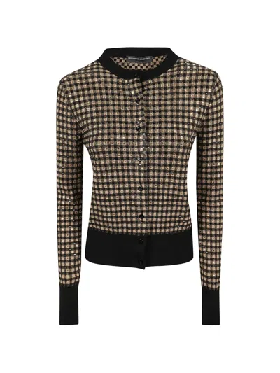 Ermanno Scervino Gingham Pattern Cardigan With Crystal Embellishments In Multi