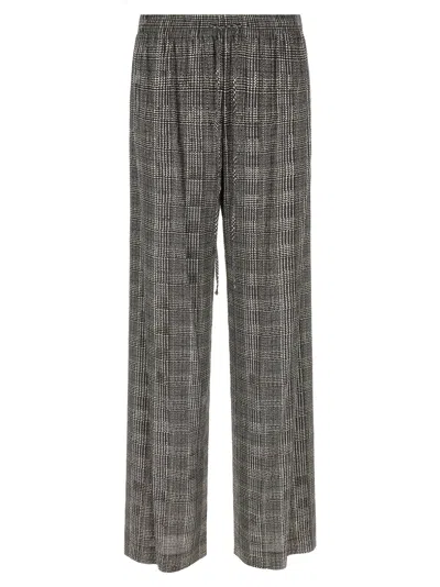 Ermanno Scervino Crystal-embellished Prince Of Wales Trousers In Grey