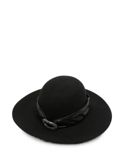 Ermanno Scervino Crystal-embellished Wide-brim Hat In Black