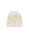 Ermanno Scervino Crystals Braided Beanie Hat In White