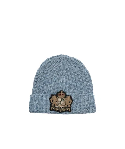 Ermanno Scervino Curled Knitted Hat In Blue