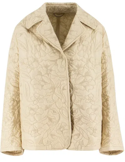 Ermanno Scervino Cut Jacket With Quilted Floral Detailing In Neutral