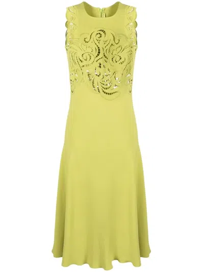 Ermanno Scervino Cut-out Detail Sleeveless Dress In Dark Citron
