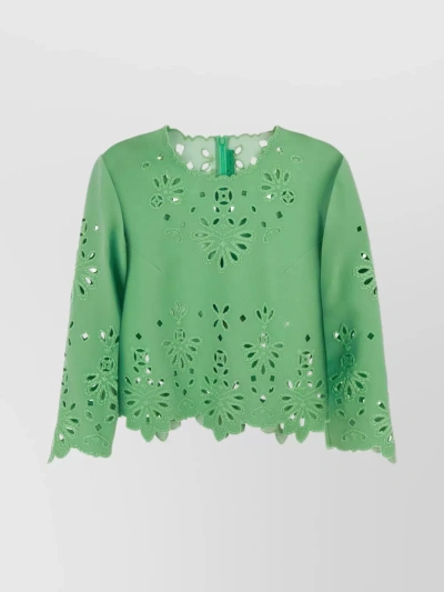 Ermanno Scervino Cut-out Viscose Blend Blouse In Green