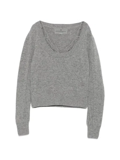 Ermanno Scervino Cut-out Cashmere Sweater In Gray