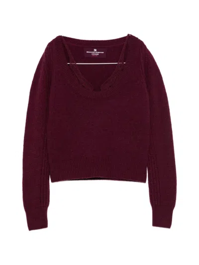 Ermanno Scervino Cut-out V-neck Sweater In Burgundy