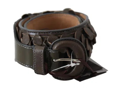 Ermanno Scervino Dark Brown Leather Round Buckle Waist Women's Belt