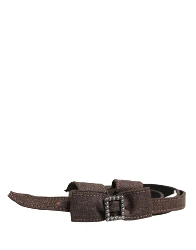 Ermanno Scervino Dark Brown Wool Bow Embellished Buckle Women's Belt