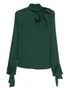 Ermanno Scervino Tie-neck Long-sleeve Blouse In Green