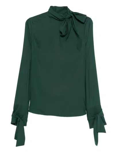 Ermanno Scervino Dark Green Blouse With Bow