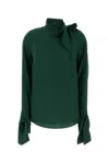 Ermanno Scervino Tie-neck Long-sleeve Blouse In Green