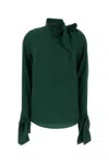 Ermanno Scervino Dark Green Stretch Silk Blouse In Green