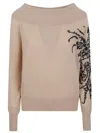 Ermanno Scervino Deep Boat Neck Cashmere Sweater In Neutral