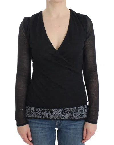 Ermanno Scervino Deep V-neck Wool Blend Sweater In Black