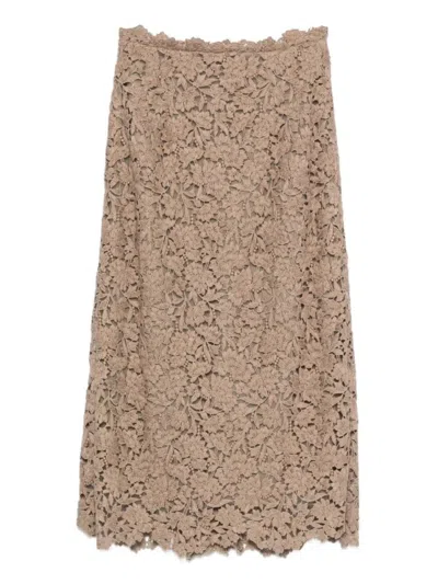 ERMANNO SCERVINO ERMANNO SCERVINO DELICATE FLORAL LACE MIDI SKIRT