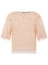 Ermanno Scervino Delicate Lace-overlay Top With Tulle Inserts And Rear Button Fastening In Pink