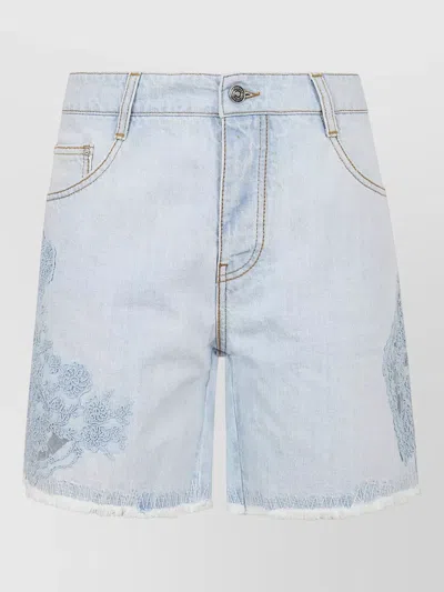 Ermanno Scervino Denim Bermuda Shorts Belt Loops Back Pockets In Blue