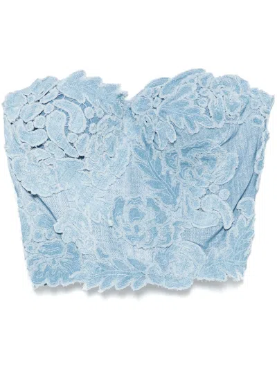 Ermanno Scervino Denim Bustier Top In 蓝色