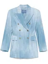 Ermanno Scervino Denim-print Blazer In Blue