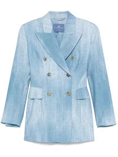 Ermanno Scervino Denim-print Blazer In Blue